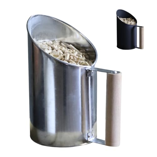 Linxor - Pala para pellets de Zinc con Mango de Madera - 1,5L