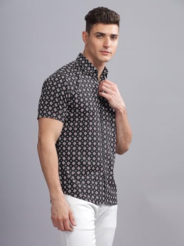 Image of MODERN ELEGANCE Men Slim Fit Navy Small Liberty Floral Printed Casual Shirt
