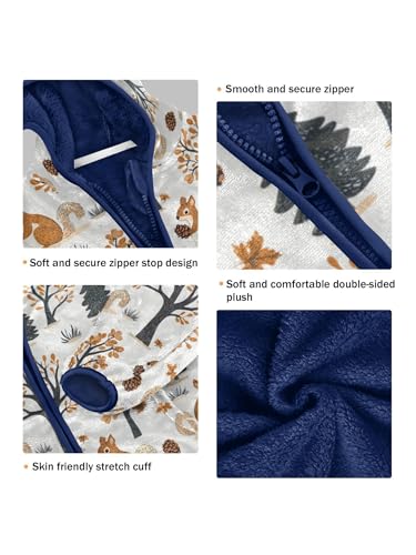 Forest Squirrels Pine Cones Girls Fleece Jacket Girls Fall Jacket Boys Coats Zip Up Hoodie Children Outerwear 2-10T3