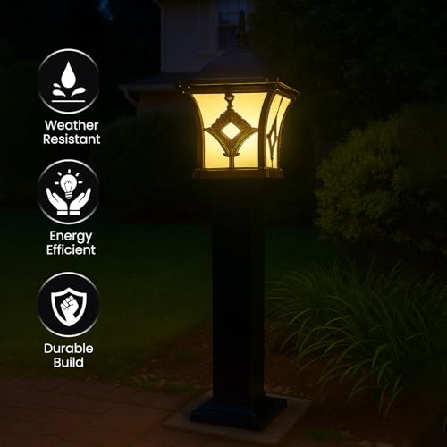 Image of GIGAWATTS BARFI 30 Outdoor Garden Light - 101% Rust & Waterproof Die-Casting Aluminium Exterior Lamp for Garden, Boundary Street & Home Entrances (B22 Holder, Bulb Not Included, Black)