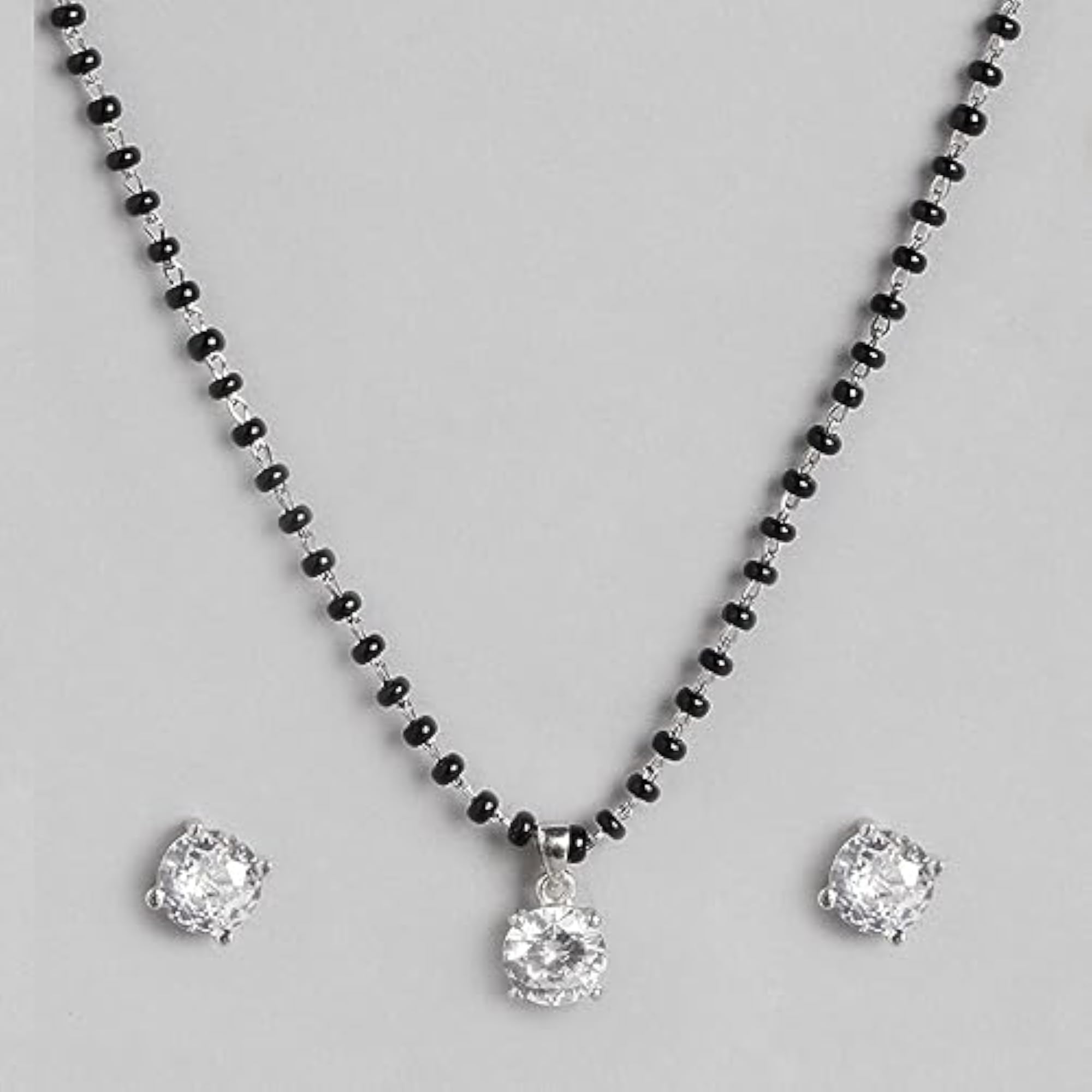 Women's 925 Sterling Silver Circular CZ Mangalsutra Set