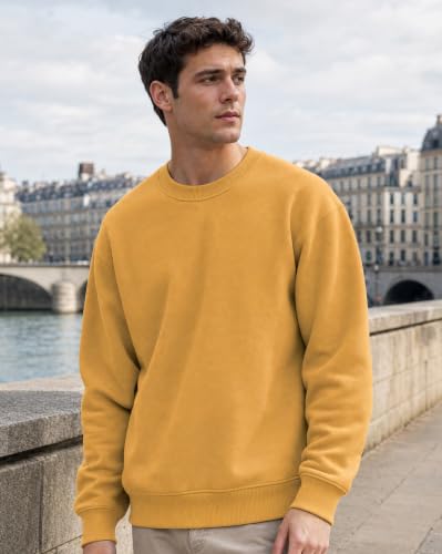 Image of Nobero Oversized Sweatshirts for Man Stylish Crew Neck | 280 GSM Rich Cotton Fleece Solid Oversized Fit Full Sleeve Sweatshirt for Men | Stylish Casual Wear Winter Sweatshirt for Men