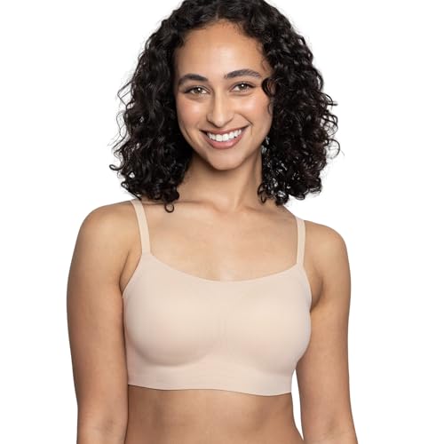Floatley to The T Shirt Wireless Scoop Neck Adjustable Strap Lightly Lined Bra for Women Soft Silky Comfort Removable Pads