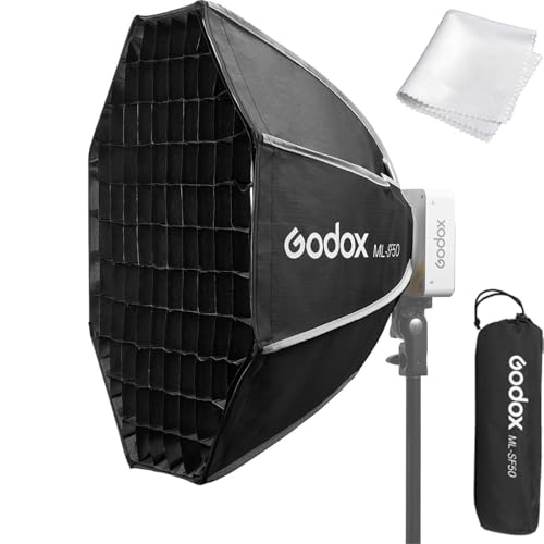 Godox Softbox ML-SF50 Octagon Soft box, 50cmX50cm, GODOX Mount Softbox for Godox Light ML100R, ML100Bi, ML60IIBi, ML60Bi, ML60, ML30Bi, ML30 LED Video Light etc