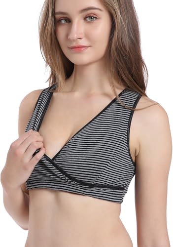 Image of CAKYE 4 Pack Nursing Bras for Breastfeeding Maternity Cotton Sleep Bralette