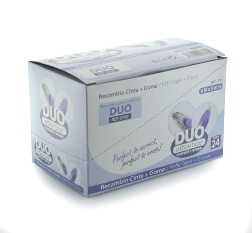 RECAMBIO CORRECTOR DUO CON GOMA DISPLAY 24 UNIDADES
