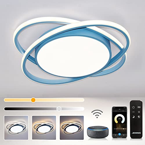 Alexa LED Deckenlampe Kinderzimmer 36W Blau Deckenleuchte Dimmbar Mit Fernbedienung Einstellbar Farbtemperatur 3000-6500K für Jungen Babyzimmer Schlafzimmer Wohnzimmer Ø48CM Cover