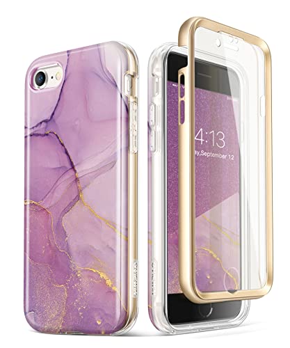 Gviewin Slim Marble Iphone Se 2022/Se 2020/8/7 Case - Romantic Purple, Built-In Screen Protector, Shockproof Bumper, 4.7 Inch #TOP25