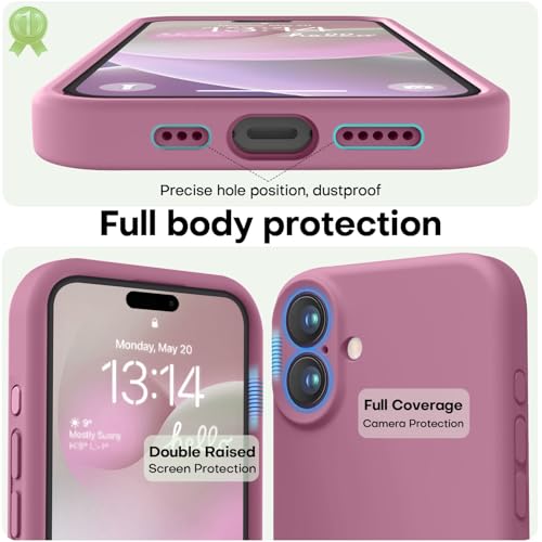 Image of LOVE 3000 Designed for iPhone 16 Case, Premium Silicone with [Soft Anti-Scratch Microfiber Lining] Shockproof Protective Phone Case for Men Women Girls 6.1 inch, Lavender Purple