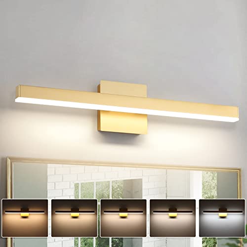 Joossnwell Gold Vanity Lights for Bathroom 24 Inch Dimmable 5CCT