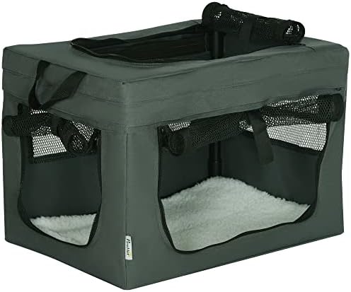 PawHut 90cm Foldable Pet Carrier, Portable Cat Carrier, Cat Bag, Pet Travel Bag w/ Cushion for Medium and Large Dogs - Grey
