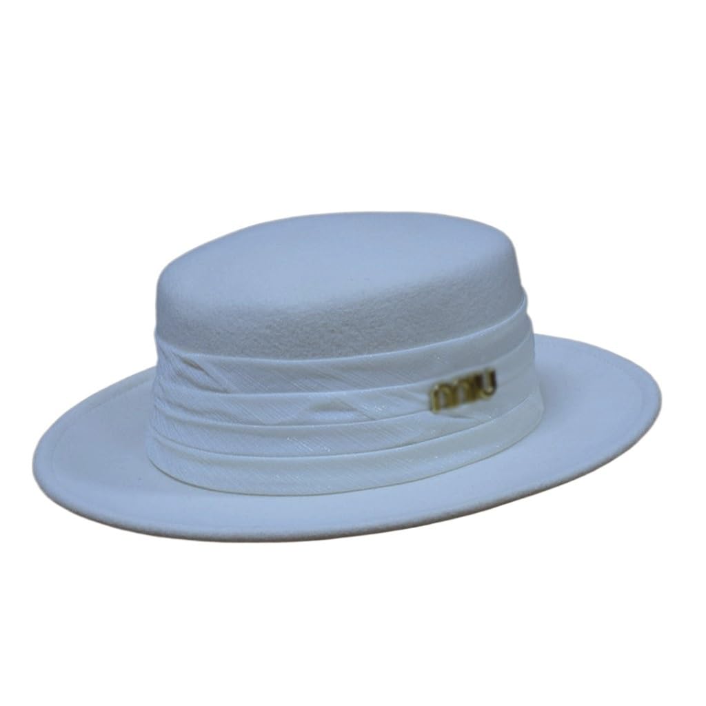 Chapeau haut de forme plat pour femme en feutre automne hiver