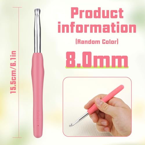 Image of Crochet Hook, 8.0 mm Ergonomic Crochet Hook, Crochet Needles for Arthritic Hands,Knitting Needles with Soft Handle Beginners and Experienced Hobbyists (8.0 mm)