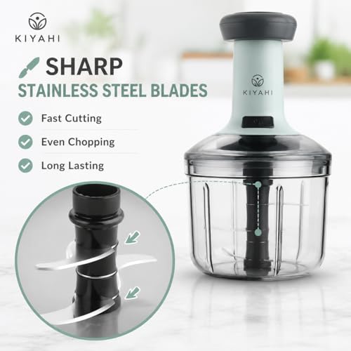 Image of Chopper for Kitchen Use 1100 ML, Push Chopper with 6 Blades, Vegetable Chopper Kitchen Items for Home Cutting Vegetables, Onion, Ginger, Garlic, Salad, Tomato, Potato