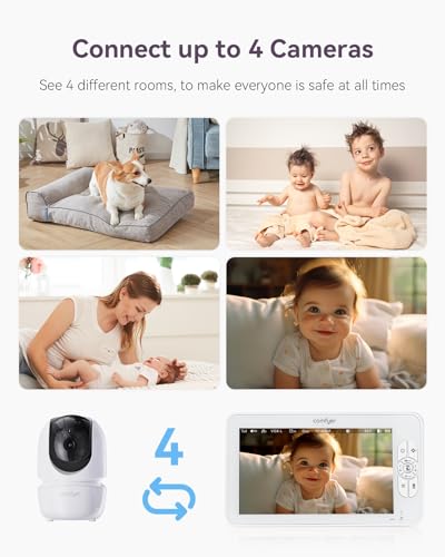 Image of Comfyer BM01 Baby Monitor with Camera and Audio, 7 inch 720P HD Video Baby Monitor No WiFi, 6000mAh Battery, VOX Mode, Auto Night Vision, Hack Proof, Remote PTZ