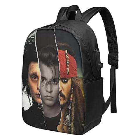 Johnny Depp Usb Backpack Travel Laptop Daypack Unisex Adjustable Bookbag Outdoor Sport Backpack For School Hiking Business Work 17 Inch Cover