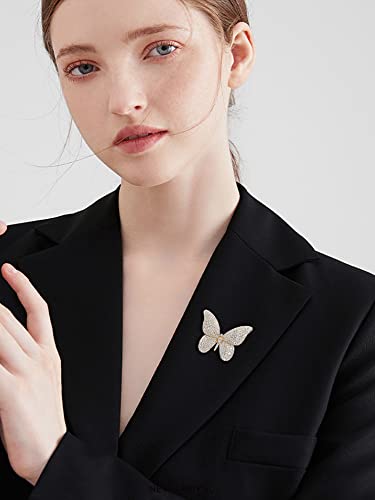 Image of Luxury Butterfly Full CZ Brooches Pins Sparkly Crystal Animal Brooch Classic for Wedding Party Dance Banquet for Women Ladies Dainty Elegant Beautiful Girls Minimalist Lapel Pins Dress Suit Ceremony Clothes Accessories Jewelry Mother's Day Valentine's Day Decor Christmas Gifts
