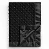 Pro Goleem Baby Soft Minky Dot Blanket with Satin Backing Baby Gifts for Boys and Girls (Black, 30’’ x 40’’)
