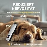 FuzzyFix Leise Hundeschermaschine Dichtes Fell, Profi Schermaschine Hund aus Edelstahl,Professionelle Hunde Haarschneidemaschine Hunderasierer für Dickes Lockiges Tierhaare,Weiß