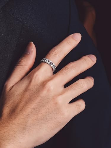 Bandmax Sterling Silver Rings for Men Women 5MM Wide Chunky Band Ring Classic Minimalist 925 Silver Rings Pinky Ring Cocktail Ring Wedding Ring4