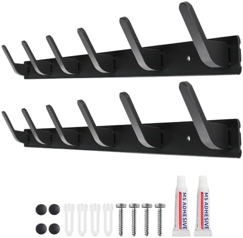 Sevenpers Coat Hangers Wall Mounted, Wall Coat Racks (2 Pack), Heavy Duty Coat Hooks, Wall Hanger with 5 Hooks, Clothes Hooks and Wall Hooks for Hanging Coats, Towels, Bags