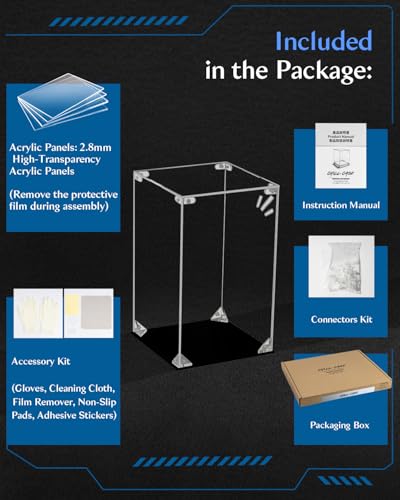 CHILLCASE Clear Acrylic Display Case with Meaningful Engraving Design,Self-Assembled Display Box,Dust-Proof Showcase for Action Figures Collectibles(Angry,9.8×9.8×9.8 inch