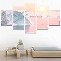SIGNWIN 5 Panel Canvas Wall Art Modern Art Coastal Colorful Multicolor Photography Romantics Sunset for Home Decorations Ready to Hang - 60