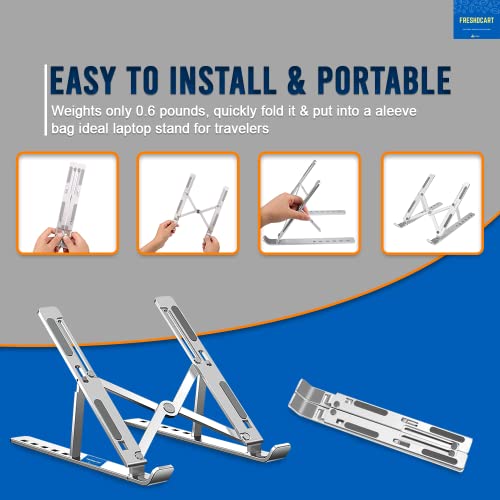 Image of FreshDcart FDC287 Foldable Laptop Stand Aluminum Laptop Stand with Multiangle Adjustable Stand for Notebook MacBook Tablet Tray Desk Table Book Laptop (Pack of 1)