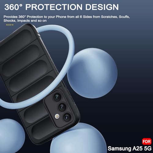 Image of TheGiftKart Liquid Silicon Back Cover Case for Samsung Galaxy A25 5G | Shockproof Military Grade Protection | Micro-Fibre Cloth On Inner Side | Built-in Anti-Slip Grip Samsung A25 Cover (TPU, Black)