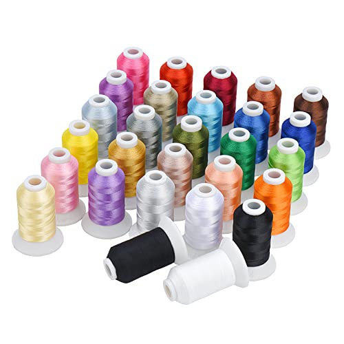 Simthread Polyester Embroidery Thread, 28 Spools Embroidery Machine Thread, 500M (550Y) Each Thread Spool, Colors Compatible With Janome & Robison-Anton Colors 28 Janome Colors-1 #TOP26