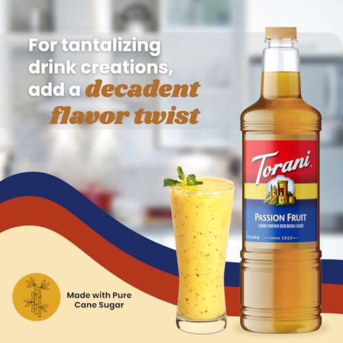 Image of Torani Passion Fruit Syrup 1L with Pump Tropical Flavoring for Teas & Drinks