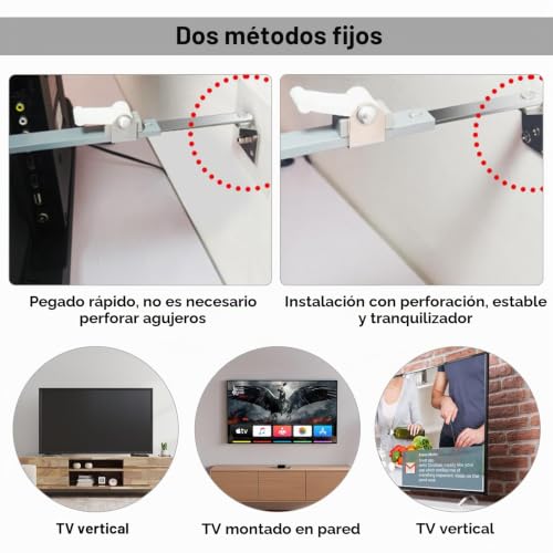 Miniatura 5 de Anclaje Antivuelco Correas Para Tv Y Muebles, Seguridad Para Niños Y Mascotas 8,6-14,1 Pulgadas