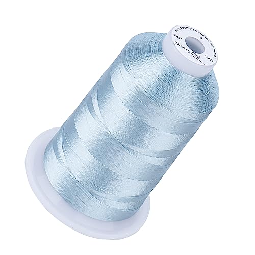 Image of Simthread 5000M 40WT Polyester Embroidery Thread, Powder Blue S059 | 5000M 40WT polyester thread feeds smoothly for machine embroidery, monograms, logos, patches and quilting.