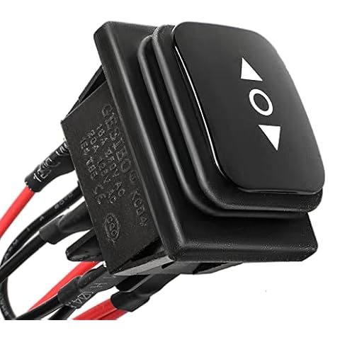 QTEATAK DC 12V 10A 6 Pin 3 Position (ON)-Off-(ON) AC 110V-220V Waterproof Momentary Polarity Reverse Switch Motor Control Black Boat Rocker Toggle Switch with Wire KCD4-223-QT Cover
