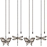 SHIFANQI Ceiling Fan Pull Chain, 4 Pack Copper Dragonfly Fan Pull Chain Extension, 12 Inches Decorative Chain Pulls Pendant for Ceiling Light Fan Lamp, Beads Ball Chain Extender with Connector