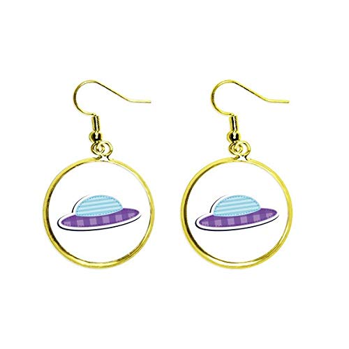 Pendientes de alien y uva dorados colgantes de estilo universo para mujer deslumbrante