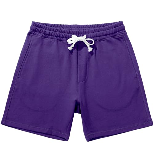 AMY COULEE Mens Athletic Workout Shorts 5.5 Cotton Casual Shorts Elastic Waist Joggers Sports Sweat Shorts (Eggplant M) Purple