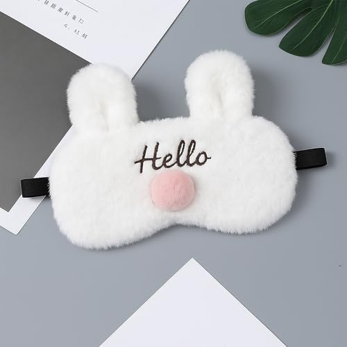 Image of Jenna Eye Mask for Sleeping | Soft Sleep Mask for Girls, Women & Children | Colorful Eye Cover for Travel, Naptime & Night Sleep (Fur Hello White)