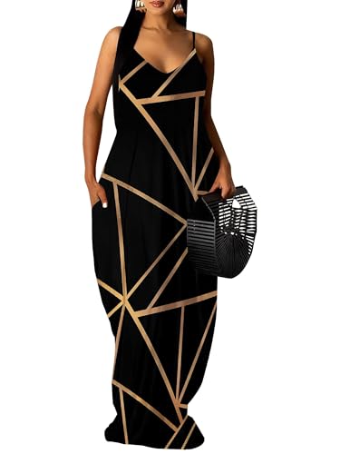 Image of SUZONANA Women Plus Size Summer Maxi Dress Spaghetti Strap Loose Sundress