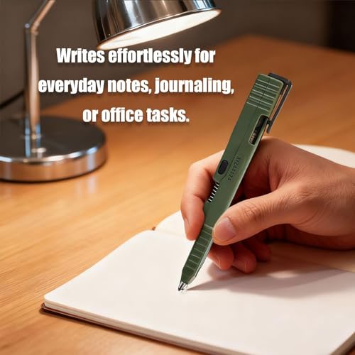 Tactical Slide Action Ballpoint Pen - Refillable EDC Tool (Green) - Image 3