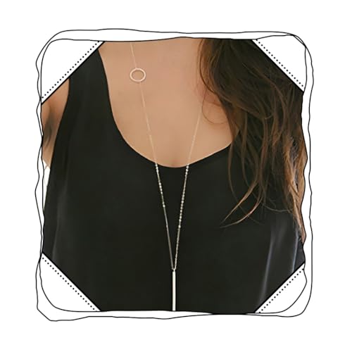 Fdesigner Leiothrix Long Pendant Necklace Silver Bar Necklaces Jewelry Y-Chain Circle Round Necklace...