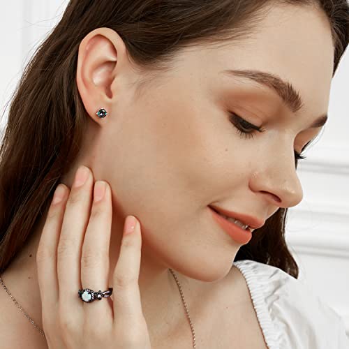 Created Rainbow Quartz Stud Earrings for Women Men 18K White Gold Plated Round/Square CZ Earrings Hypoallergenic Jewelry Gift3