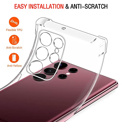 Image of Lustree Back Cover Transparent Case Compatible with Samsung Galaxy S22 Ultra | Clear + TPU Case with 4 Corner Air Cushion Protection & Camera Protection | Slim& Stylus Cover