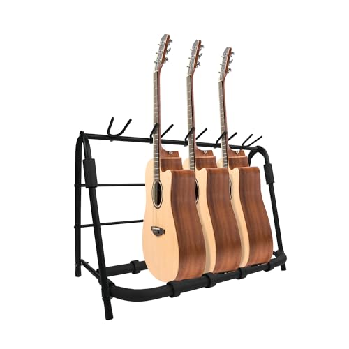 Pearington Multi-Folding Guitar Stand and Rack, Holds 5 Acoustic, Electric, or Bass Guitars, Portable, Padded, Foldable Display and Storage Solution for Studio or Stage