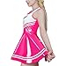 Littleforbig Women Sleeveless Overall Cheer Sissy Faux Leather Bodycon Mini Dress Skirt Hot Pink M