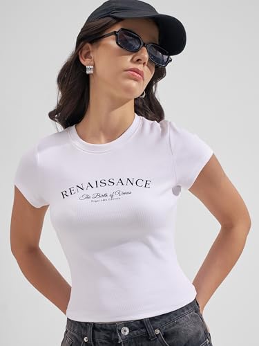 Image of Tokyo Talkies Women Pure Cotton Tops for Woman|Regular Fit Slim fit Crop Tops for Women Western|Top Tshirt for Women Stylish Western|Suitable for Casual and Workwear
