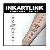 INKARTLINK Tattoo Tech, 2 Sheets Medium Semi Permanent Tattoo, Adult Art Design Temporary Tattoos, Lasts 1-2 Weeks, Waterproof, Realistic Look, No Adhesive, No Reflection (Multiple Planets)