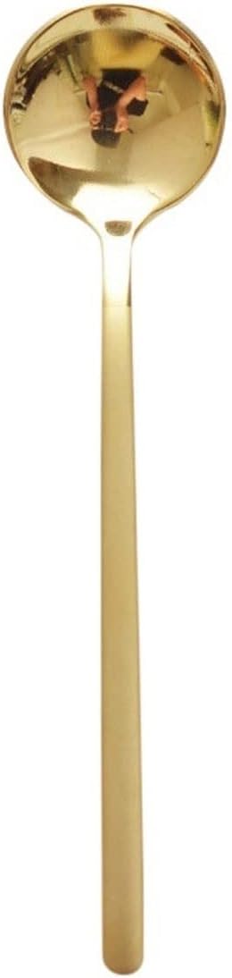 Spoons Stainless Steel Coffee Spoon Small Round Spoon Ice Cream Dessert Tea Yogurt Fruit Spoon Drinkware Kitchen Accessories (Color : D) (D)