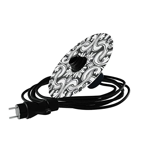 creative cables Snake Eiva con Mini Pantalla Plana Ellepì 'Maioliche', lámpara portátil para Exterior, con portalámparas estanco IP65 y Enchufe - Sin Bombilla, Majolica Blanco - Negro