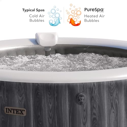 Miniatura 9 de Intex Spa Hinchable Circular Greywood Deluxe, 4 Personas, Ø196x71, Calentador, 140 Salidas Aire, Panel Control Inalámbrico App, Depuradora Filtro S2, Accesorios Incluidos 55100